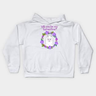 Will you be my llamentine? Kids Hoodie